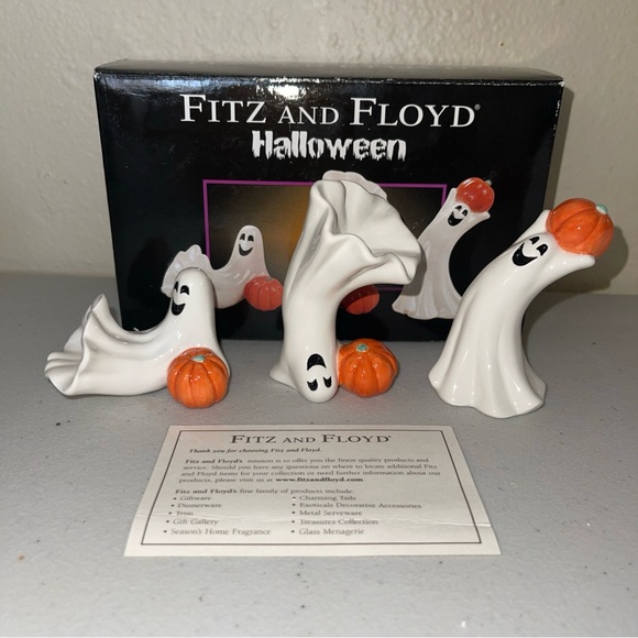 Fitz and Floyd Halloween vintage 2004  Ghosts with Pumpkins - Picture 1 of 11